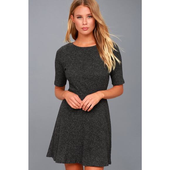 Lulu's Dresses & Skirts - NEW Lulus London Lovely Skater Dress Ribbed Knit Gray Soft XL